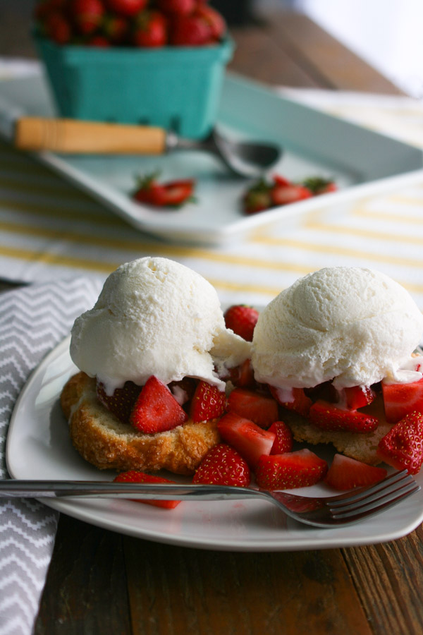 strawberry shortcakes with thai basil ice cream
