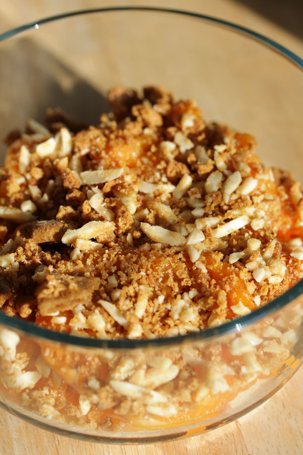 this apricot crumble comes together quickly and makes a delicious dessert for two, or you can scale it up to feed a crowd.