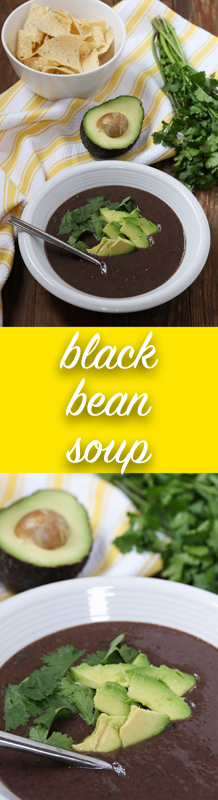 this spicy black bean soup is delicious, healthy, and ready in 30 minutes! it's also vegan, gluten free, dairy free, and vegetarian.