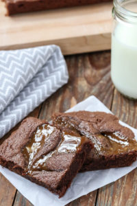 caramel swirl brownies are rich and fudgy, without being too sweet. they’re easy to make (no mixer!) and intensely chocolaty.