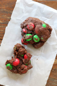 chocolate cookies with m&ms