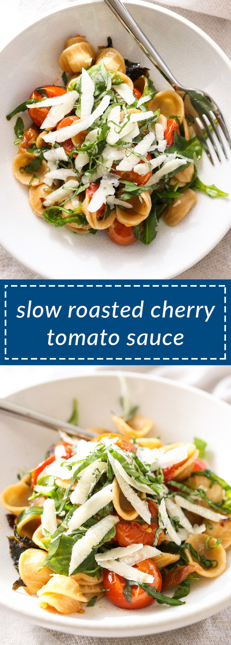 slow roasted cherry tomato sauce turns ordinary, off season tomatoes into extraordinary pasta sauce year round. simple to prepare.