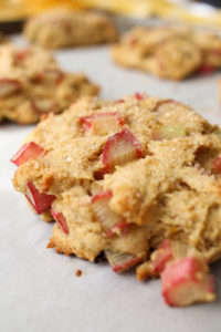 these light, moist rhubarb cornmeal scones have a slight crunch from the cornmeal and a subtle orange flavor that highlights the rhubarb.