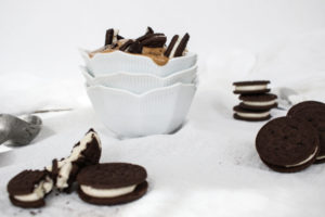 espresso granules and oreos combine with frozen bananas to make easy, fast vegan coffee oreo banana ice cream. a healthier frozen dessert to cool off.