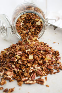 this ginger granola is excellent with fresh fruit and yogurt for breakfast, light lunch, a snack, or dessert. easy to make and adaptable.