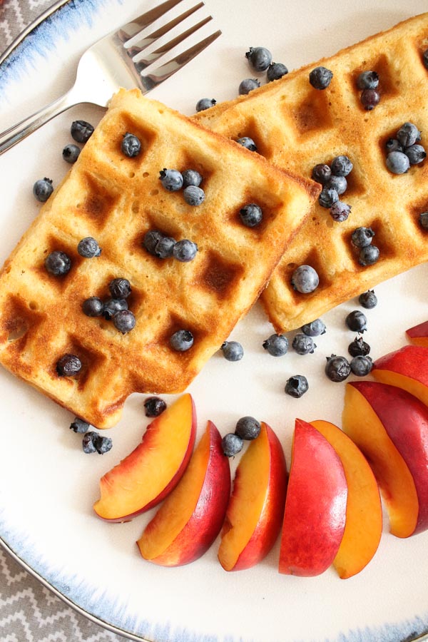 these crispy lazy waffles have an amazingly crisp exterior and a light interior without a mixer or overnight rise.