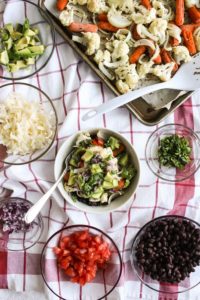 these roasted vegetable burrito bowls are easy, flexible, healthy, and quick to assemble. great for meal prep or as leftovers.