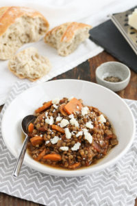 this lentil soup is healthy, hearty, gluten free, and vegetarian (optionally vegan). easy to put together and ready in less than an hour.