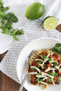 mexican quinoa with black beans and chorizo combines bold flavors with a bit of spice for a great weeknight dinner. gluten free with vegan option.