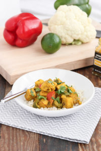 turmeric and coconut vegetable curry combines vegetables, tofu, spices, and coconut milk to make a delicious and easy vegetarian dinner.