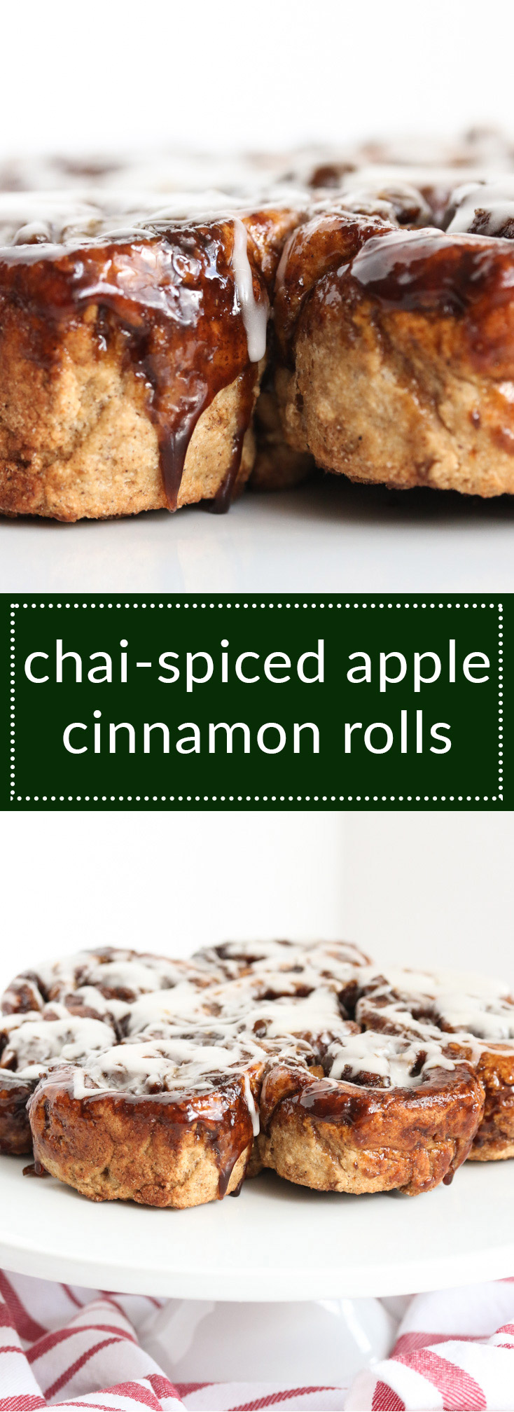chai-spiced apple cinnamon rolls are quick (no yeast, no rising) and have a cozy blend of spices plus apples for the ultimate comforting cinnamon roll.