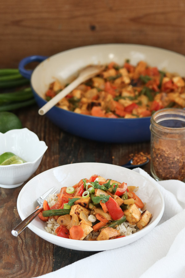 peanut red curry is comforting and easy to prepare in advance (plus the leftovers are excellent). adaptable to your favorite protein and veggies.