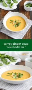 this optionally vegan carrot ginger soup is creamy without cream (hint: there’s tofu!). it’s also delicious, with a balanced and bold flavor.