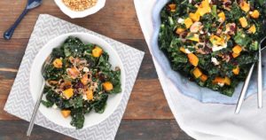 this kale and roasted butternut squash salad has goat cheese, dried cranberries, and garlic toasted panko. in other words, it’s delicious.