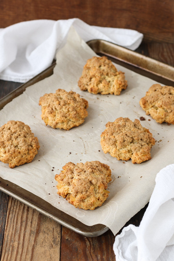 ginger crumble scones on a baking sheet
