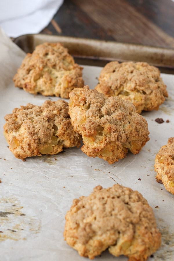 ginger crumble scones on a baking sheet