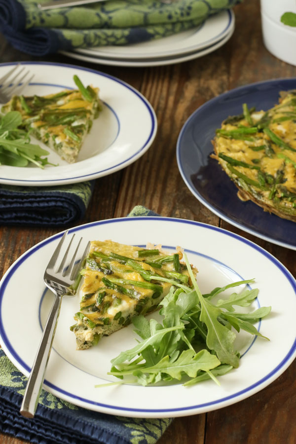 asparagus frittata with mint is a perfect quick and easy weeknight dinner or brunch recipe for spring. gluten free, dairy free.
