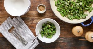 sesame ginger sugar snap peas are easy to make and packed with flavor from ginger, cilantro, and scallions. gluten free and vegan.