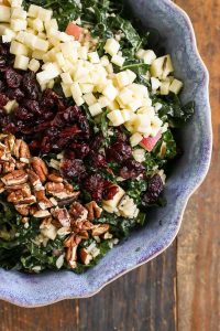 kale and wild rice salad with apples is hearty and full of fall flavors, yet light enough for still-warm fall nights. gluten free and vegetarian.