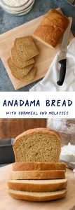 anadama bread is a traditional new england favorite, made with cornmeal and molasses, which gives great flavor to a soft, moist yeast bread. #yeast #bread #baking #molasses