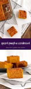 spiced pumpkin cornbread is a cozy twist on a classic: pumpkin adds moisture while nutmeg boosts flavor. no dry, boring cornbread here! #cornbread #pumpkin