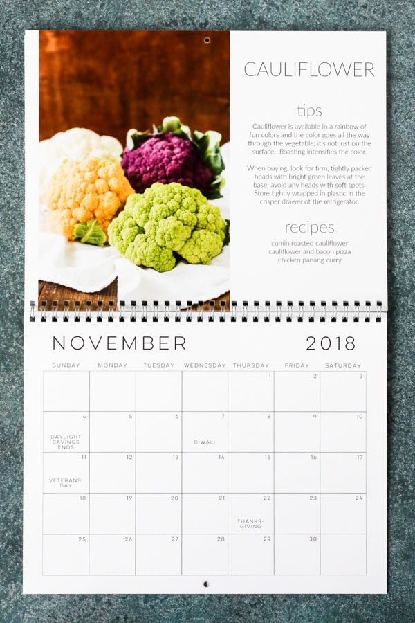 the 2018 tasty seasons print calendar combines beautiful food photography with tips and recipes that highlight in-season produce each month.