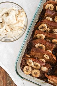 banana molasses bread pudding, aka “molasses lover’s bread pudding”, gets a strong dose of delicious molasses flavor with balance from bananas.