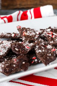 chocolate peppermint bark is easy to make with just 3 ingredients and is the perfect homemade holiday gift.