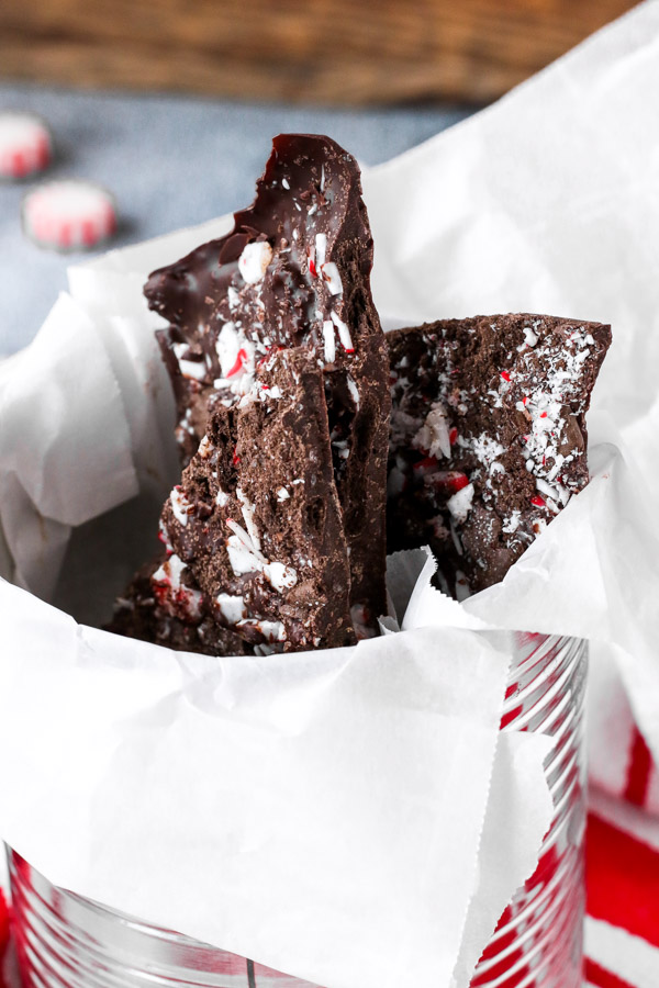 chocolate peppermint bark is easy to make with just 3 ingredients and is the perfect homemade holiday gift.