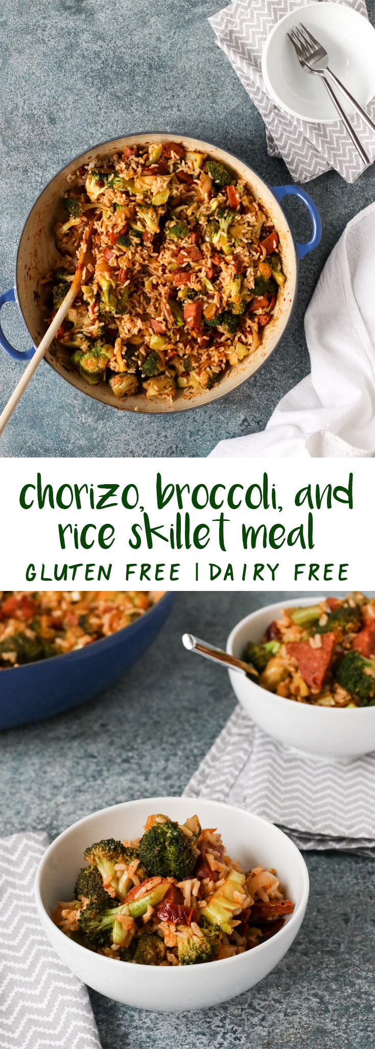 chorizo, broccoli, and rice skillet meal | tasty seasons