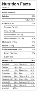 spicy sesame beef and broccoli nutrition facts