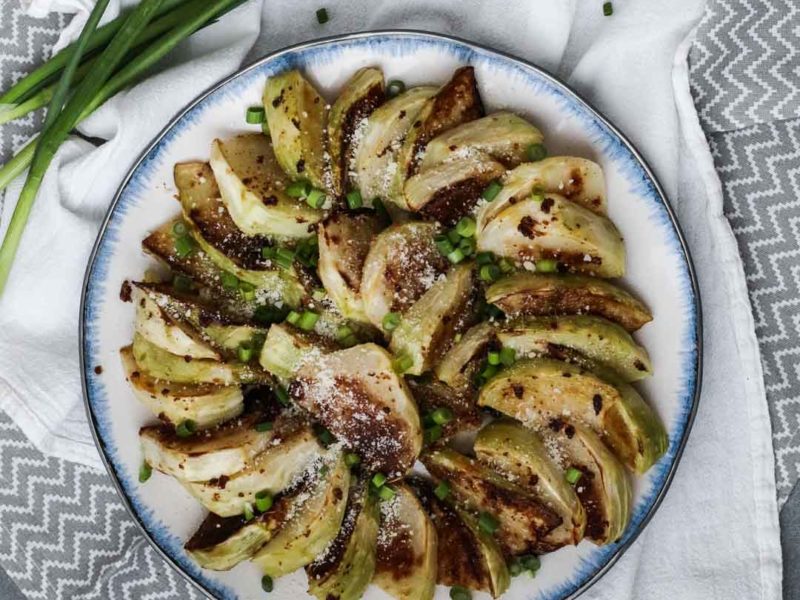 roasted kohlrabi with garlic, lemon, and pecorino is a simple and delicious way to turn your CSA vegetables into a tasty side dish.