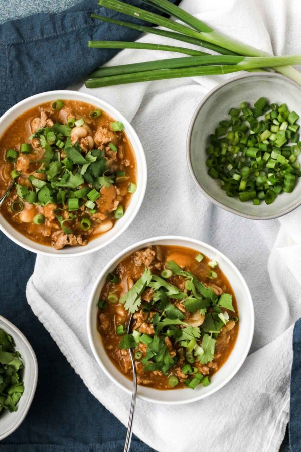turkey tomatillo chili is a delicious and healthy green chili that gets even better as leftovers!